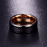 Anthracite & Rose Gold Tungsten Steel Carbon Fiber Ring