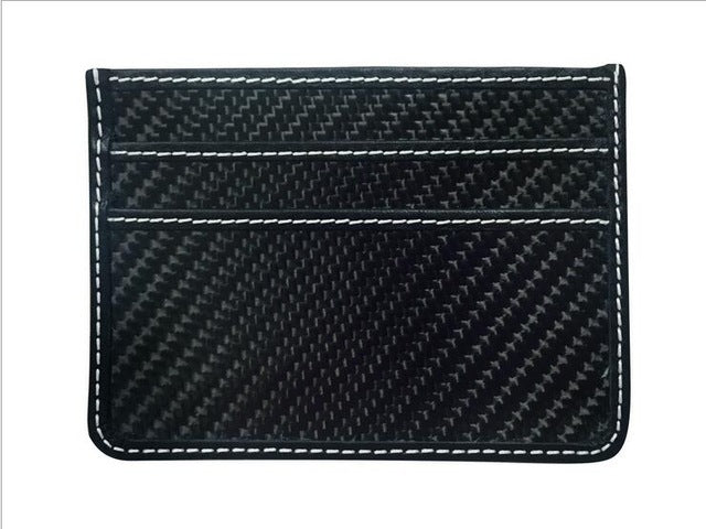 white stitching black carbon fiber wallet
