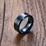 Blue Tungsten steel & Carbon fiber Ring
