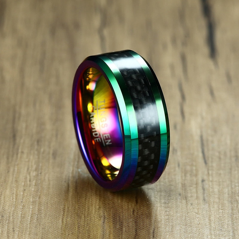 Multi-Color Tungsten Steel & Carbon Fiber Ring
